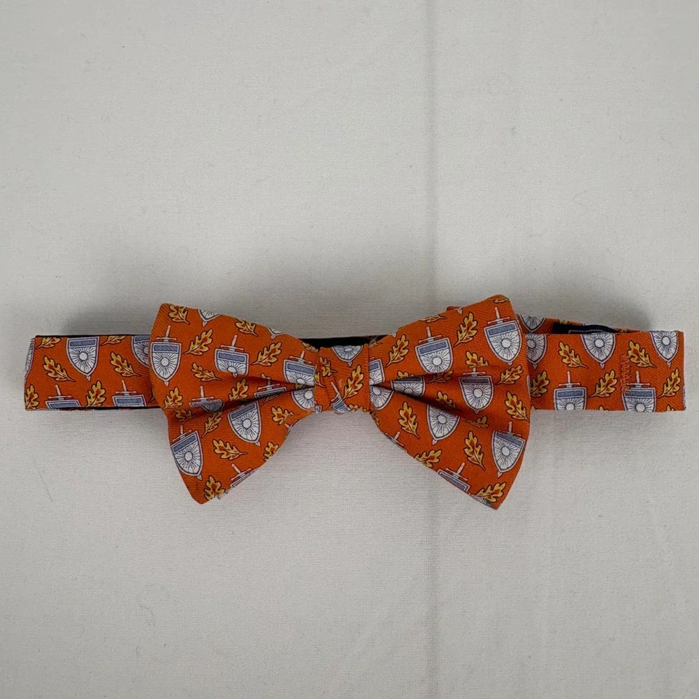 Vineyard‎ Vines Kids Bow Tie Silk Custom Collection Orange Shield Oak Leaves